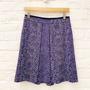 Tory Burch || Fluted Floral Medallion Logo Skirt‎ Blue Purple 2
